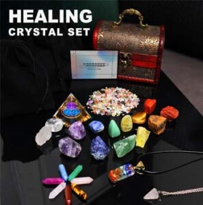 29pcs Healing Crystals Set, Crystals and Gemstones Set 7raw Chakra and 7tumbled Stones, 7bullet Shaped Chakra Stones, 2crystal Necklace, Crystal Pyramid, Crystals and Gemstones,Crystal Gifts