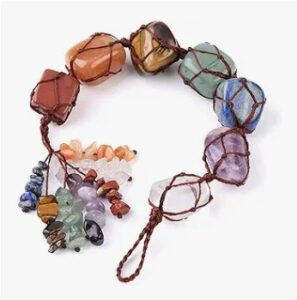 7 Chakras Healing Crystals, Natural Gemstones Spiritual Gifts for Women Polished Tumbled Stones Positive Energy Spiritual Meditation Hanging Ornament