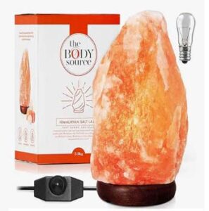 The Body Source Himalayan Salt Lamp (2-3kg) with Dimmer Switch - All Natural and Handcrafted with Wooden Base