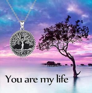 YAFEINI Tree of Life Necklace Sterling Silver Abalone Shell Crystal Tree of Life Pendant Necklace for Women Girls Mother's Day Jewelry Gifts