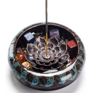 PIOSRTRR Incense Stick Holder-Crystal Lotus Incense Holder,Ceramic Incense Burner