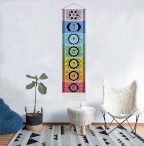 Yugarlibi Black Chakra Wall Hanging with Tassels, Meditation Yoga Tapestry, Mandala Wall Tapestry Wall Hanging for Bedroom Living Room